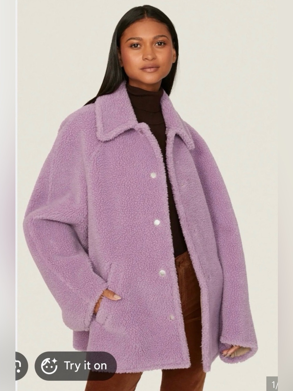 A.L.C. Lincoln Deep Lilac Faux Shearling Teddy Coat, XS